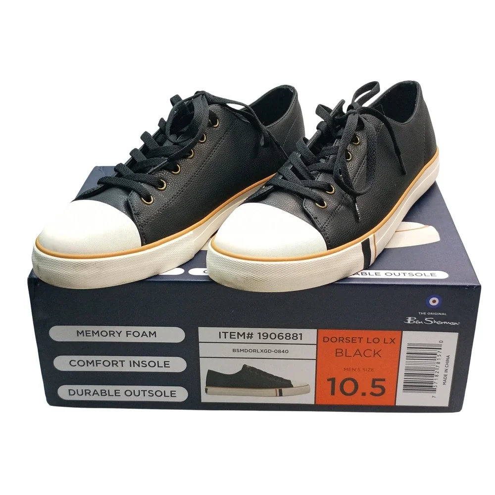 Ben Sherman Dorset Lo LX Men Size 10.5 Black Memory Foam Sneakers
